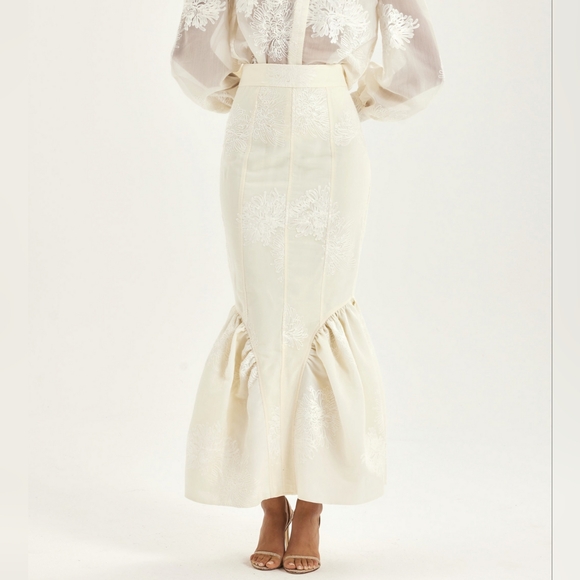 NWT Vita Grace Sophia Panelled & Peplum Pencil Skirt in French Vanilla Medium - Picture 2 of 9